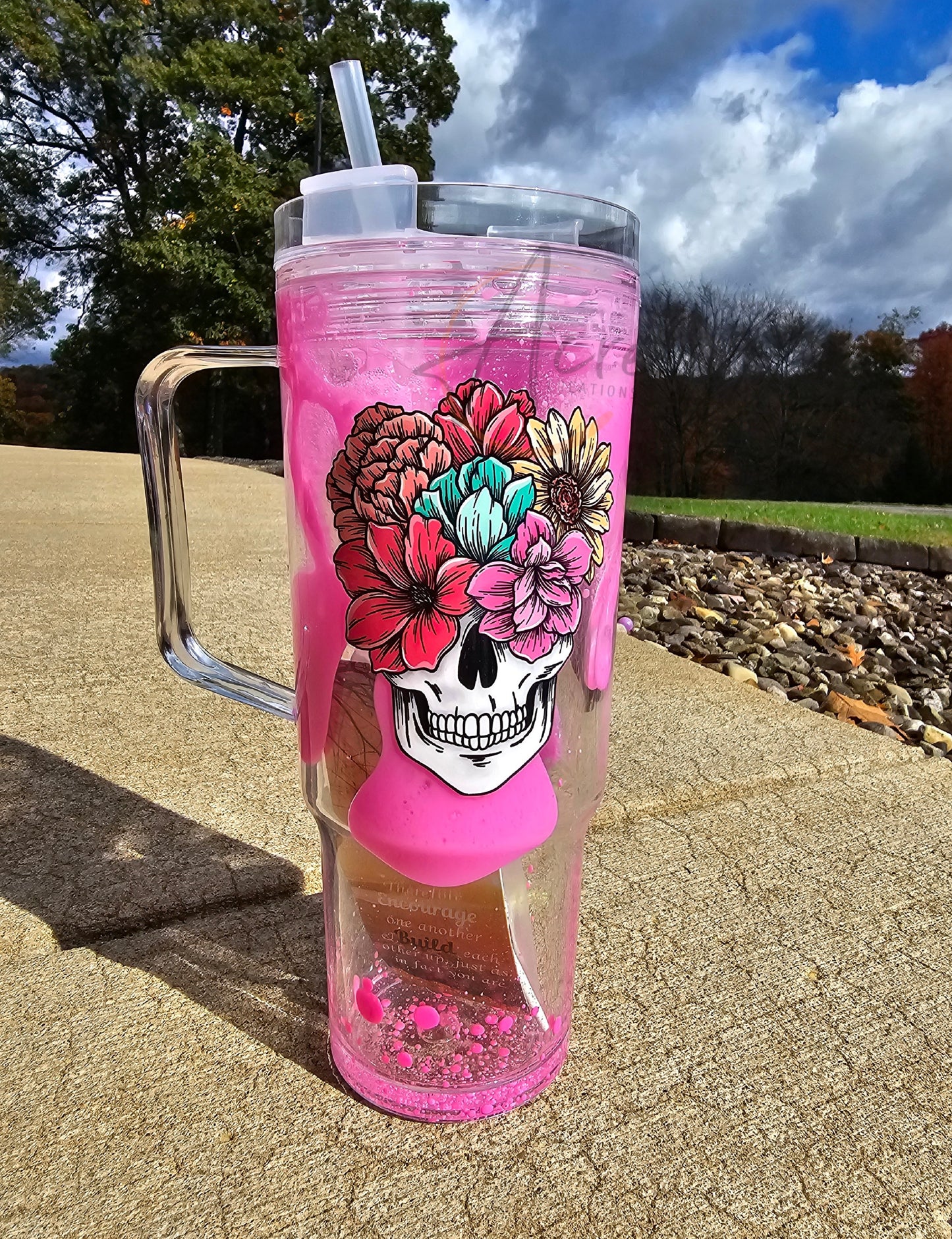 40oz skull candy flower lava drip